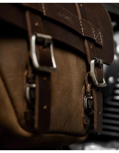 TRIP MACHINE WINGMAN LEFT SADDLEBAG TOBACCO BROWN FOR ROYAL ENFIELD INTERCEPTOR AND CONTINENTAL