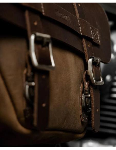 TRIP MACHINE WINGMAN LEFT SADDLEBAG TOBACCO BROWN FOR ROYAL ENFIELD INTERCEPTOR AND CONTINENTAL
