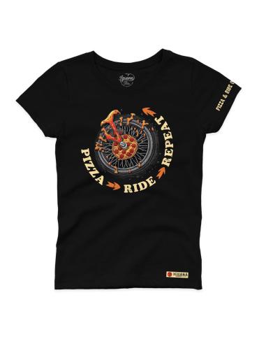 Acquista Maglietta Femminile Pizza Ride Repeat in offerta