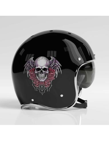 UV DECAL 16X15 PINK SKULL ROSES WINGS