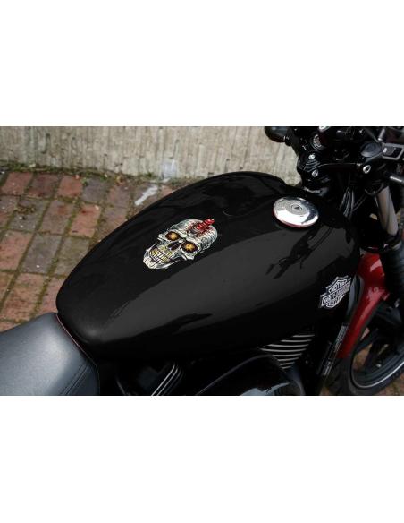 UV DECAL 10X16CM SPARK PLUG SKULL