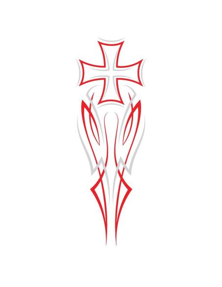 DECALQUE UV 8X3 CM PIN STRIPE CROSS RED GREY