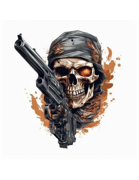 DECALQUE UV 14X15CM  SKULL AND GUN
