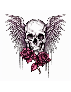 UV DECAL 8X8 CM ROSE SKULL