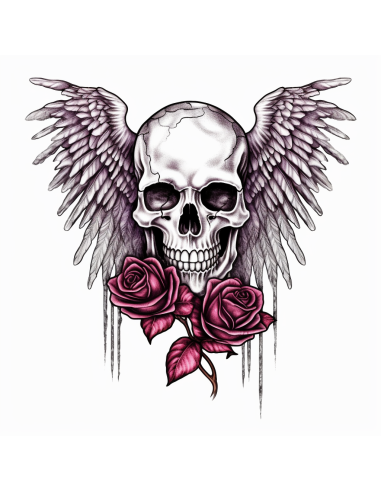 UV DECAL 8X8 CM ROSE SKULL