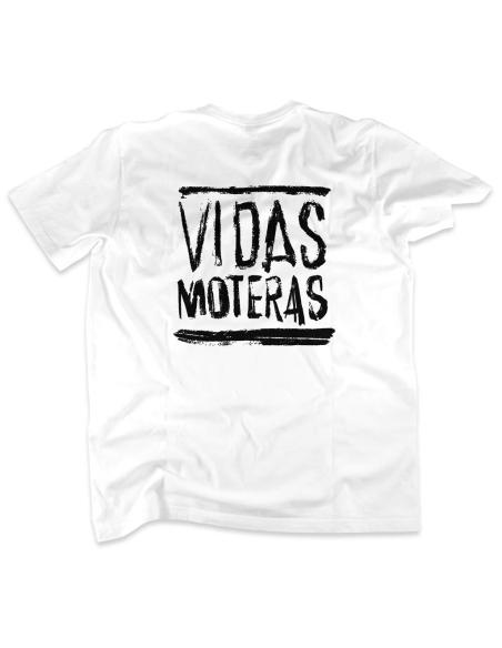 T-SHIRT "BIKER LIVES" BRANCA COM ESTAMPADO DUPLO