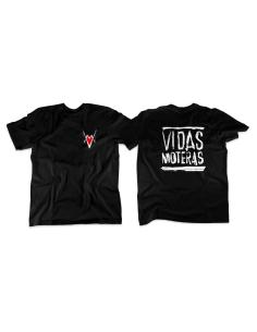 T-SHIRT BIKER LIVES PRETO DUPLO ESTAMPADO