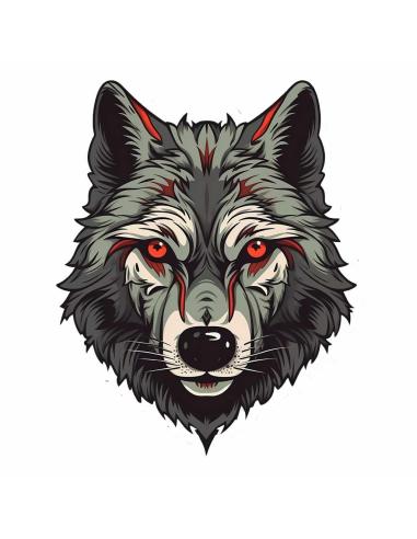 DECALQUE UV LOBO VERMELHO 6 X 8 CM