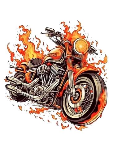 DÉCALCOMANIE UV BIKE ON FIRE 7X8 CM.