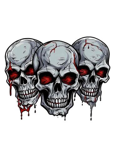 UV DECAL THREE SKULLS 15X12 CM