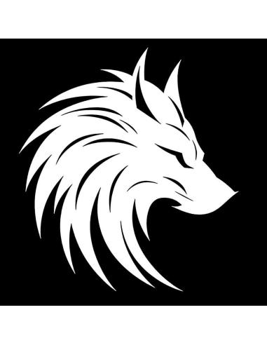 DECALQUE DE LOBO BRANCO UV PARA FUNDOS ESCUROS 6X7 CM