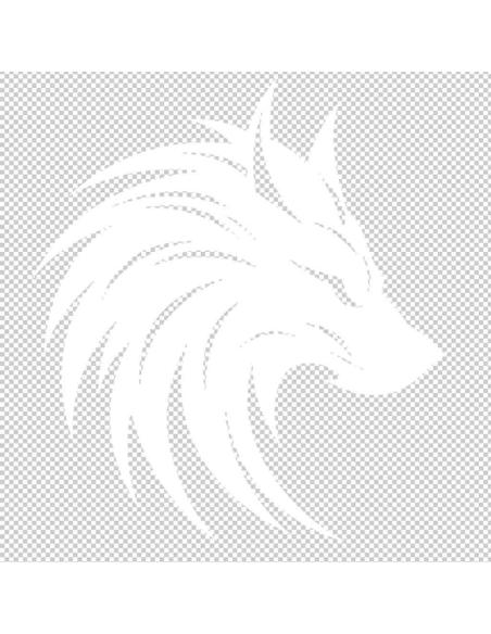 DÉCALCOMANIE LOUP BLANC UV POUR FONDS SOMBRES 6X7 CM
