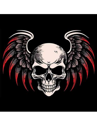 UV DECAL 10X15 CM SKULL WING WHITE AND RED