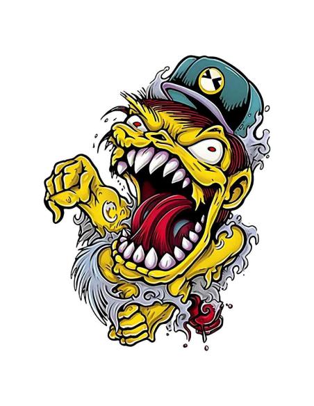 DÉCALCOMANIE UV CASQUETTE MONSTRE JAUNE 5X7