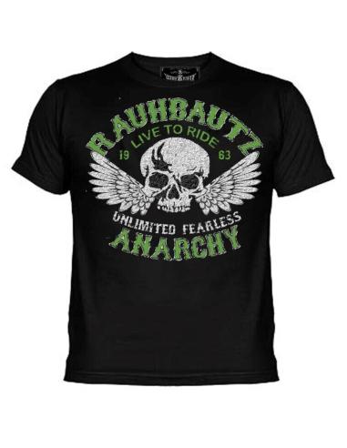 CAMISETA PRETA DE MANGA CURTA "AO VIVO PARA MONTAR" RAUHBAUTZ