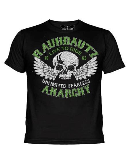T-SHIRT NOIR À MANCHES COURTES "LIVE TO RIDE" RAUHBAUTZ