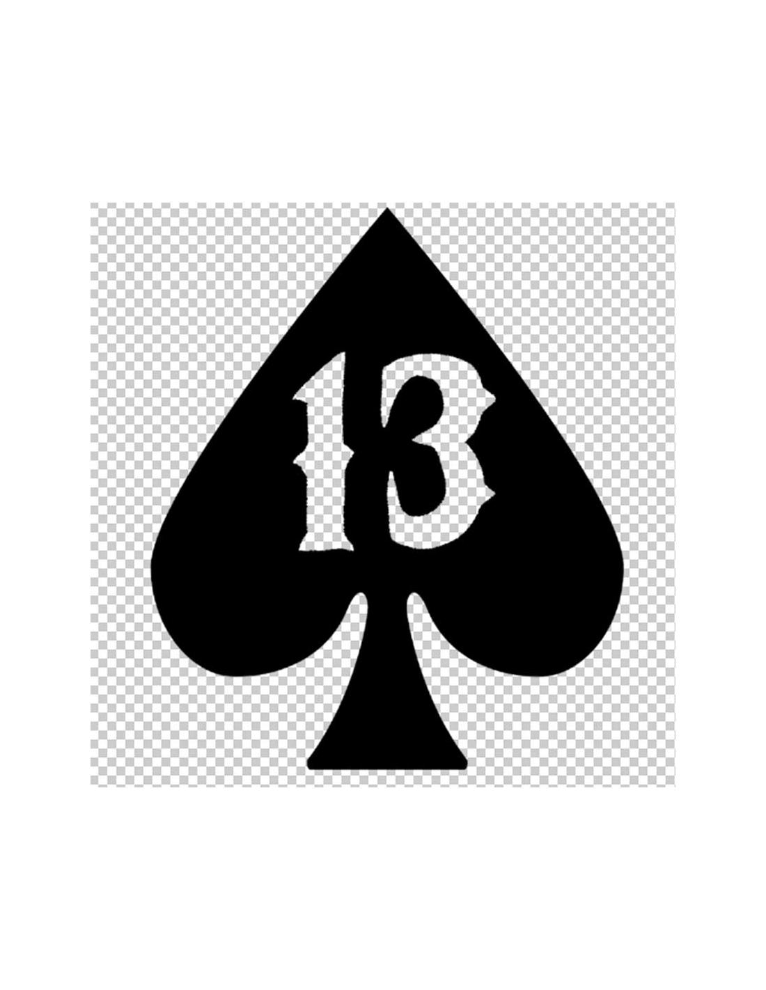 DECAL UV 13 AND ACE OF SPADES BLACK 6X7 CM