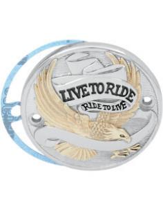 POINT COVER LIVE TO RIDE CHROME/GOLD HARLEY EVO 84-89, XL 04-16
