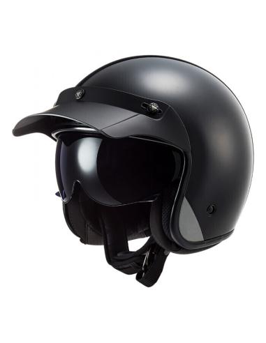 JET HELMET WITH INTERNAL SCREEN LS2 OF601 BOB II MATTE BLACK 22.06