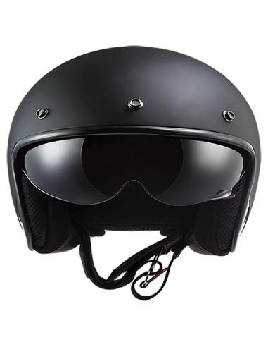 JET HELMET WITH INTERNAL SCREEN LS2 OF601 BOB II MATTE BLACK 22.06