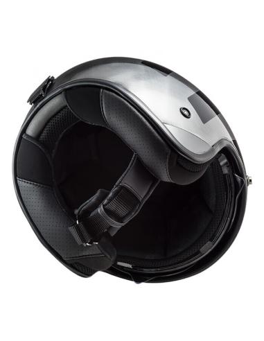 JET HELMET WITH INTERIOR SCREEN LS2 OF601 BOB II LINES BLACK JEANS