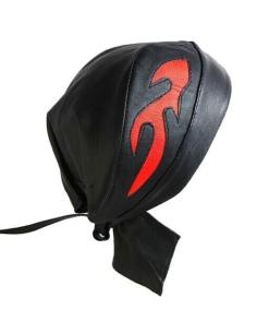 LEATHER BANDANA WITH ORANGE FLAME