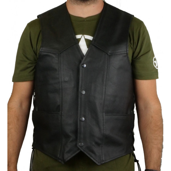 LEATHER VEST WITH SIDE LACES
