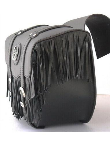 LEATHER SADDLEBAGS ALABAMA WITH FRINGES