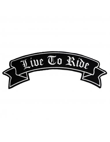 LIVE TO RIDE EMBROIDERED PATCH ON BLACK CANVAS