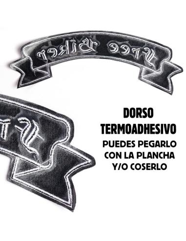 LARGE FREE BIKER PATCH IN BLACK CANVAS 34X14 CM.