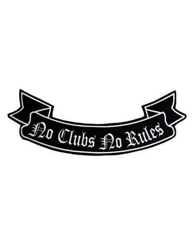 PATCH DE LONA BORDADO NO CLUBS NO RULES 34 X 14 CM.