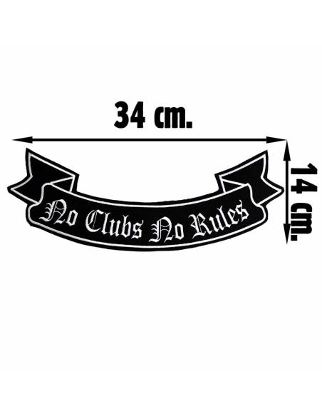 PATCH DE LONA BORDADO NO CLUBS NO RULES 34 X 14 CM.