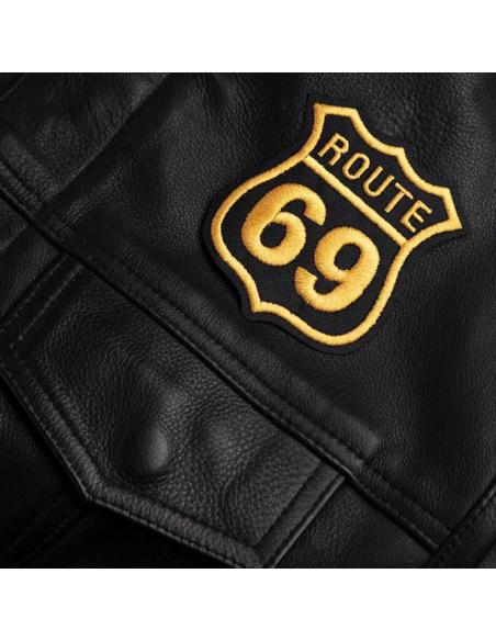 PATCH ROUTE 69 BORDADO COM FIO DE OURO 7X8 CM.