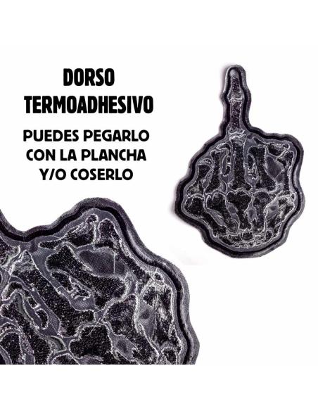 Comprar Parche Bordado Con Mano De Esqueleto Peineta 14X22 Cm. a precio de oferta