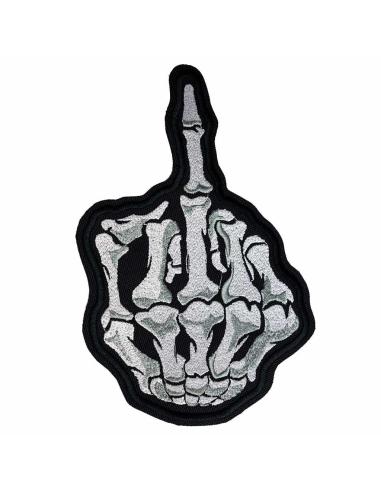 EMBROIDERED PATCH WITH SKELETON FLIP YOU OFF 14X22 CM.