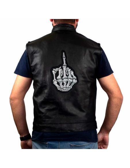EMBROIDERED PATCH WITH SKELETON FLIP YOU OFF 14X22 CM.