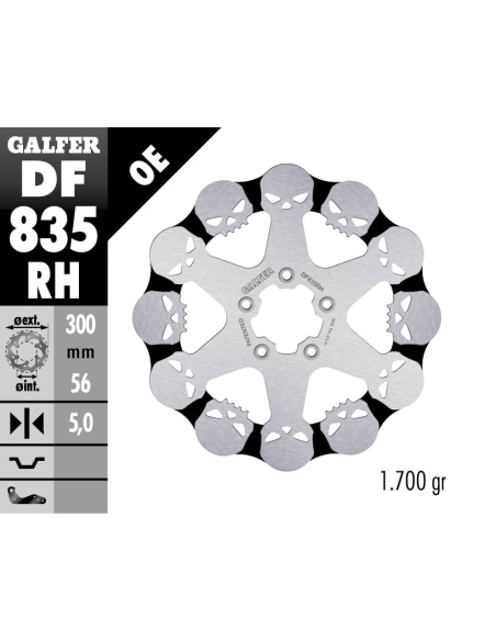 DISCO DE FREIO DIANTEIRO FLUTUANTE SKULL GALFER PARA DIVERSAS HARLEYS
