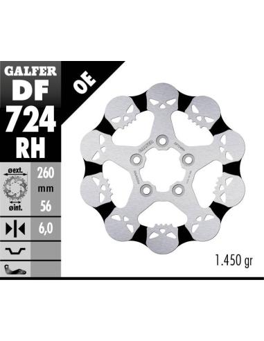DISCO DE FREIO TRASEIRO SKULL GALFER DF724RH PARA SPORTSTER A PARTIR DE 2008