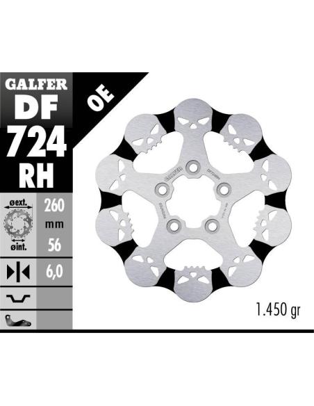 SKULL BRAKE ROTOR REAR GALFER DF724RH FOR SPORTSTER FROM 2008 ONWARDS