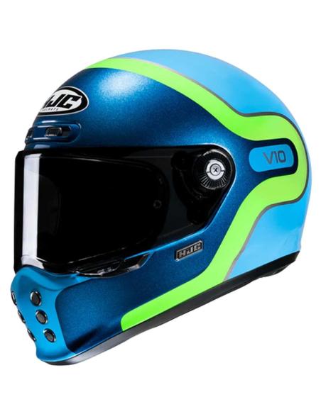 Acquista Casco Hjc V10 Uva Grape Blu E Verde Nuova Omologazione 22.06 a prezzo scontato
