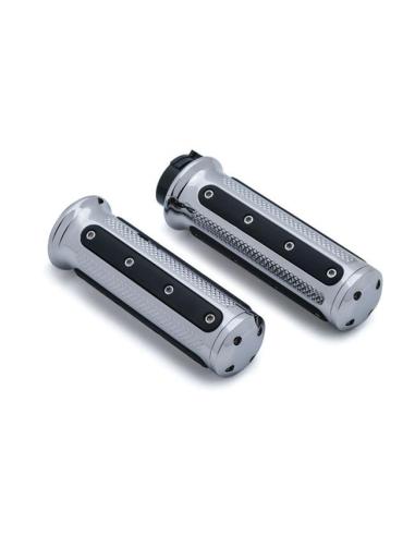KURYAKYN "HEAVY INDUSTRY" GRIPS IN CHROME FOR HARLEY DAVIDSON