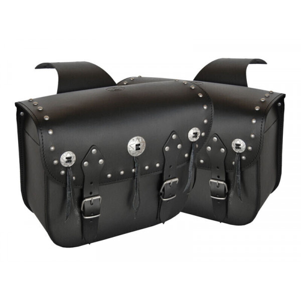 CLASSIC RIFLE LEATHER SADDLEBAGS WITH STUDS
