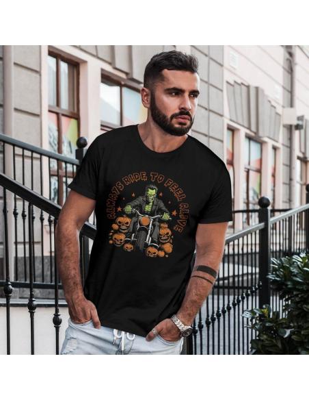 T-Shirt Para Homem Frankestein Always Ride To Feel Alive Icc