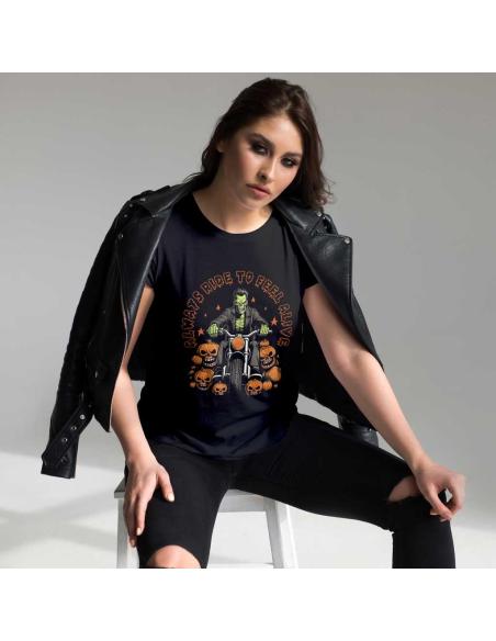 T-SHIRT FEMININA FRANKESTEIN ALWAYS RIDE TO FEEL ALIVE BY ICC