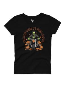 WOMEN'S T-SHIRT FRANKESTEIN ALWAYS RIDE TO FEEL ALIVE BY ICC