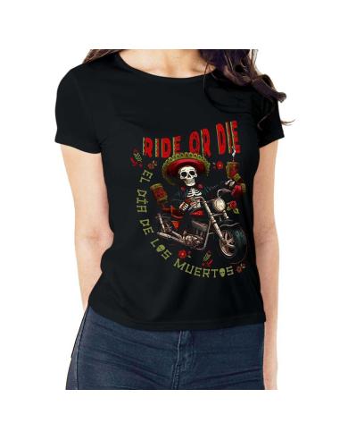WOMEN'S RIDE OR DIE DIA DE LOS MUERTOS T-SHIRT BY ICC