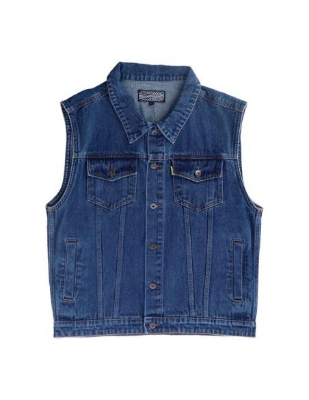 Acquista Gilet Western Blu Scuro Mcs a prezzo scontato