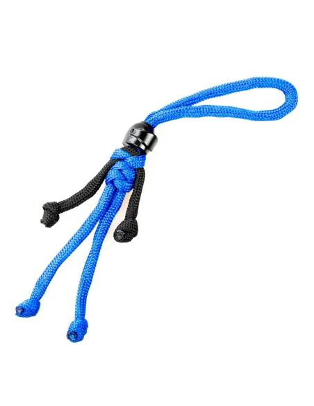 BIKER BUDDY PORTE-CLÉS CORDE DE PARACHUTE BLEUE AVEC CASQUE NOIR