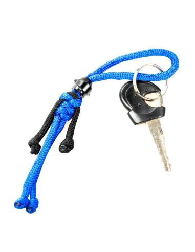 BIKER BUDDY BLUE PARACHUTE ROPE KEYCHAIN WITH BLACK HELMET