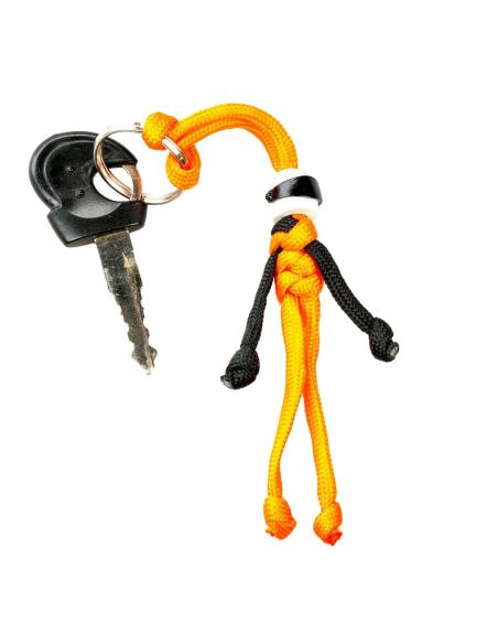ORANGE BIKER BUDDY PARACHUTE ROPE KEY CHAIN WITH WHITE HELMET